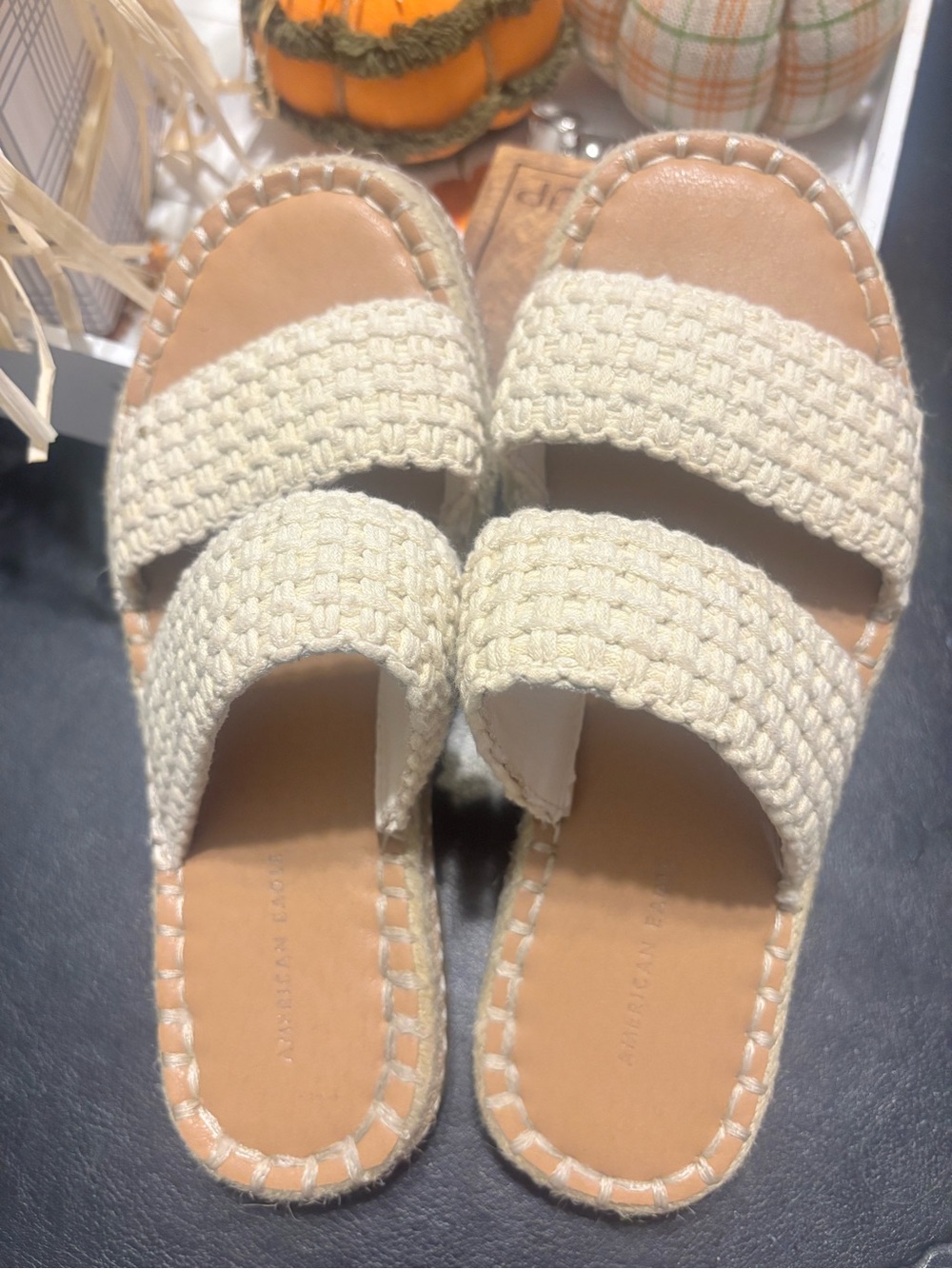 American Eagle Women’s Cream Woven Slide Sandals - Stylish Summer Comfort